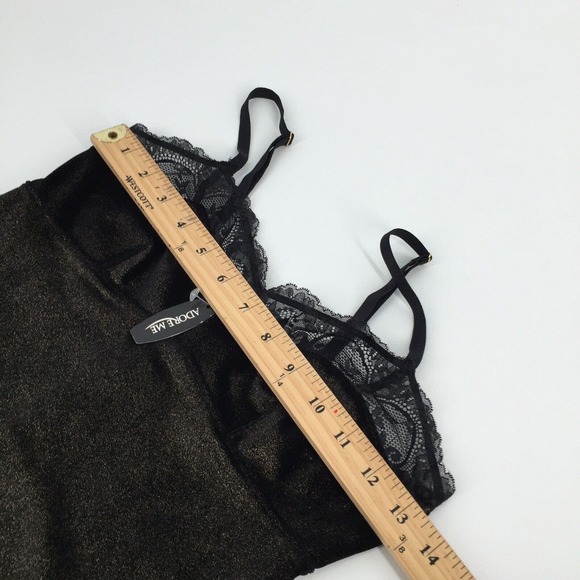 NWT Adore Me Crushed Velvet Lingerie Slip Dress Size XS Gold Sparkly Black - Picture 6 of 7